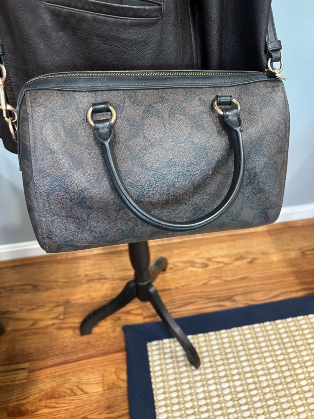 Coach Rowan Satchel in signature brown and black coated canvas - Picture 13 of 16